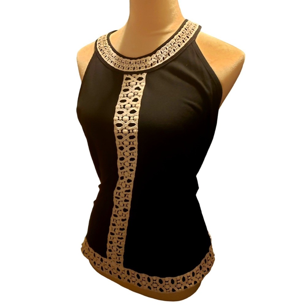 M kors top L black white zipper in a back